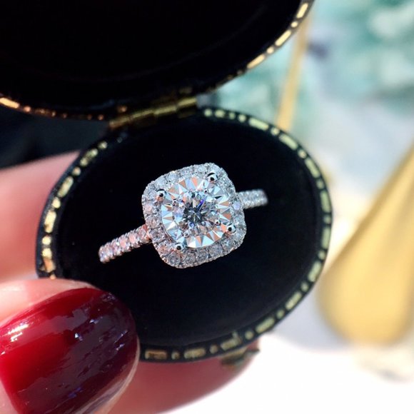 💍New Classic Pure 💅14K White Gold CZ Square Thin Beautiful Wedding Ring, K961 - Picture 4 of 9